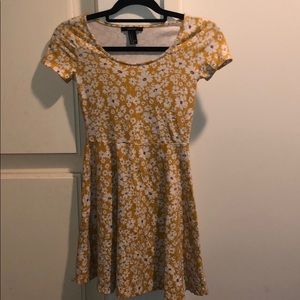 Floral yellow skater dress